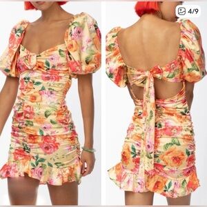 For Love and Lemons Versilla Mini Dress Peach Floral XS